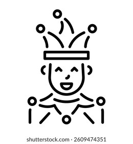 A linear style icon of a funny jester 