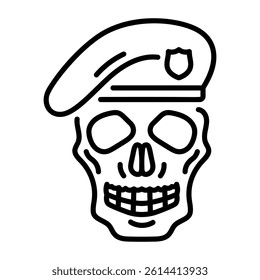 A linear style icon of a gothic beret 
