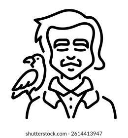 A linear style icon of a gothic character 