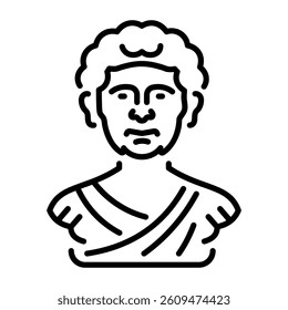 A linear style icon of a head sculpture 