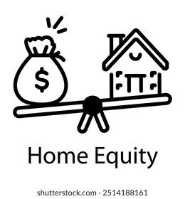 A linear style icon of home equity 