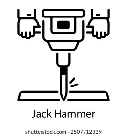 A linear style icon of jack hammer 