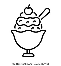 A linear style icon of kakigori 