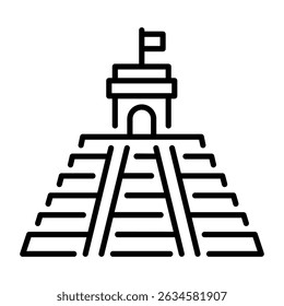 A linear style icon of kukulkan temple