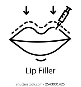 Um ícone de estilo linear de preenchimento labial 