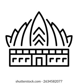 Un icono de estilo lineal de la construcción de loto 