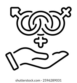 A linear style icon of love stereotype icon 