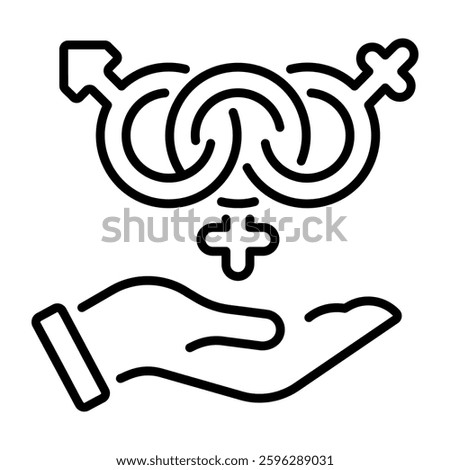 A linear style icon of love stereotype icon 