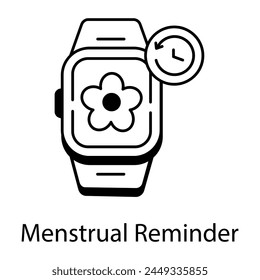 A linear style icon of menstrual reminder
