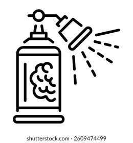 A linear style icon of a paint spray 