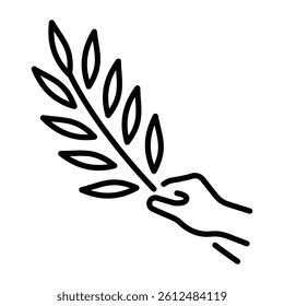 A linear style icon of a palm branch 