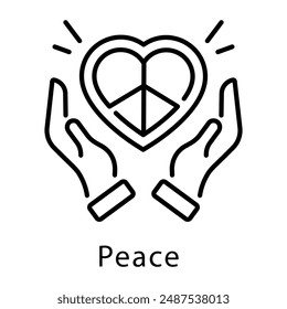 A linear style icon of peace 