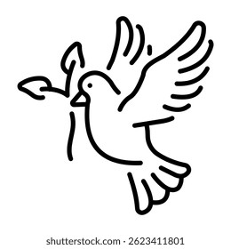 A linear style icon of a peace bird 