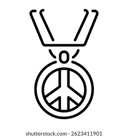 Un icono de estilo lineal de un medallón de la paz 