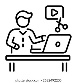 A linear style icon of post production