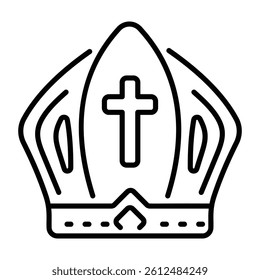 A linear style icon of a priest hat 