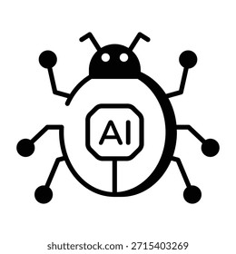 Um ícone de estilo linear que representa o bug do ai