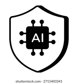 A linear style icon representing ai security