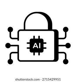 A linear style icon representing ai security