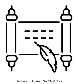 A linear style icon representing ancient scroll