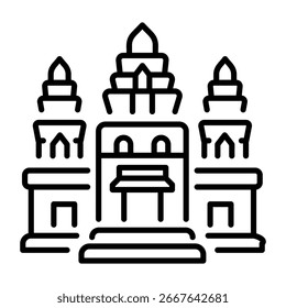 Un icono de estilo lineal que representa angkor wat