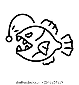 A linear style icon representing angler fish