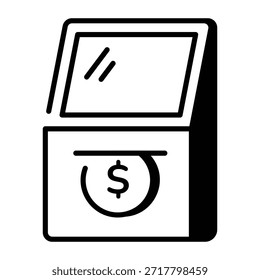 A linear style icon representing atm machine