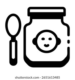 A linear style icon representing baby food
