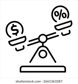 A linear style icon representing balance money