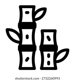 Un icono de estilo lineal que representa tallos de bambú