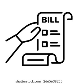 Um ícone de estilo linear que representa o recebimento do faturamento