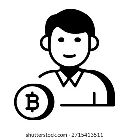 Um ícone de estilo linear que representa o investidor do bitcoin