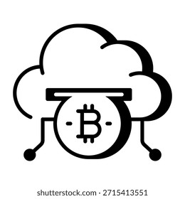 A linear style icon representing bitcoin cloud