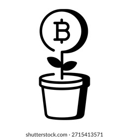 A linear style icon representing bitcoin investment
