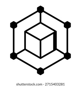 Um ícone de estilo linear que representa a rede blockchain