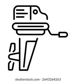 Um ícone de estilo linear que representa o motor de barco