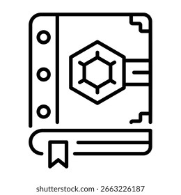 A linear style icon representing book  