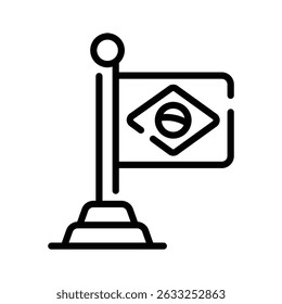 Linear style icon representing the brazil flag waving
