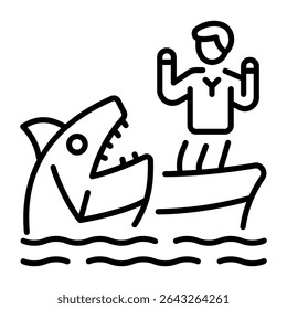 A linear style icon representing broadbill fish