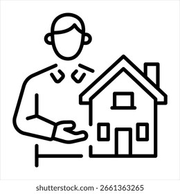 A linear style icon representing broker
