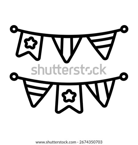 A linear style icon representing bunting