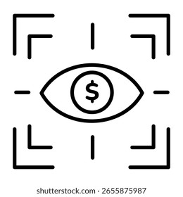 A linear style icon representing business vision