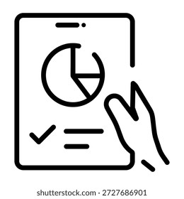 Un icono de estilo lineal que representa un informe comercial
