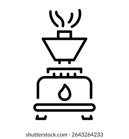 A linear style icon representing camp stove
