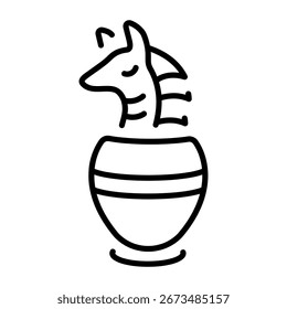A linear style icon representing canopic jar