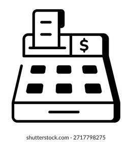 A linear style icon representing cash register