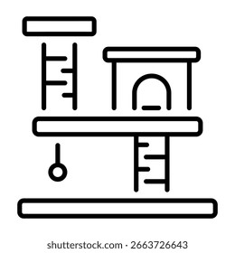 A linear style icon representing cat condo