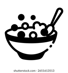   Un icono de estilo lineal que representa un tazón de cereal
