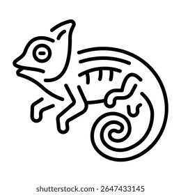 A linear style icon representing chameleon pet