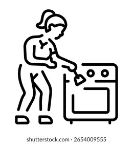 Un icono de estilo lineal que representa el horno de limpieza
